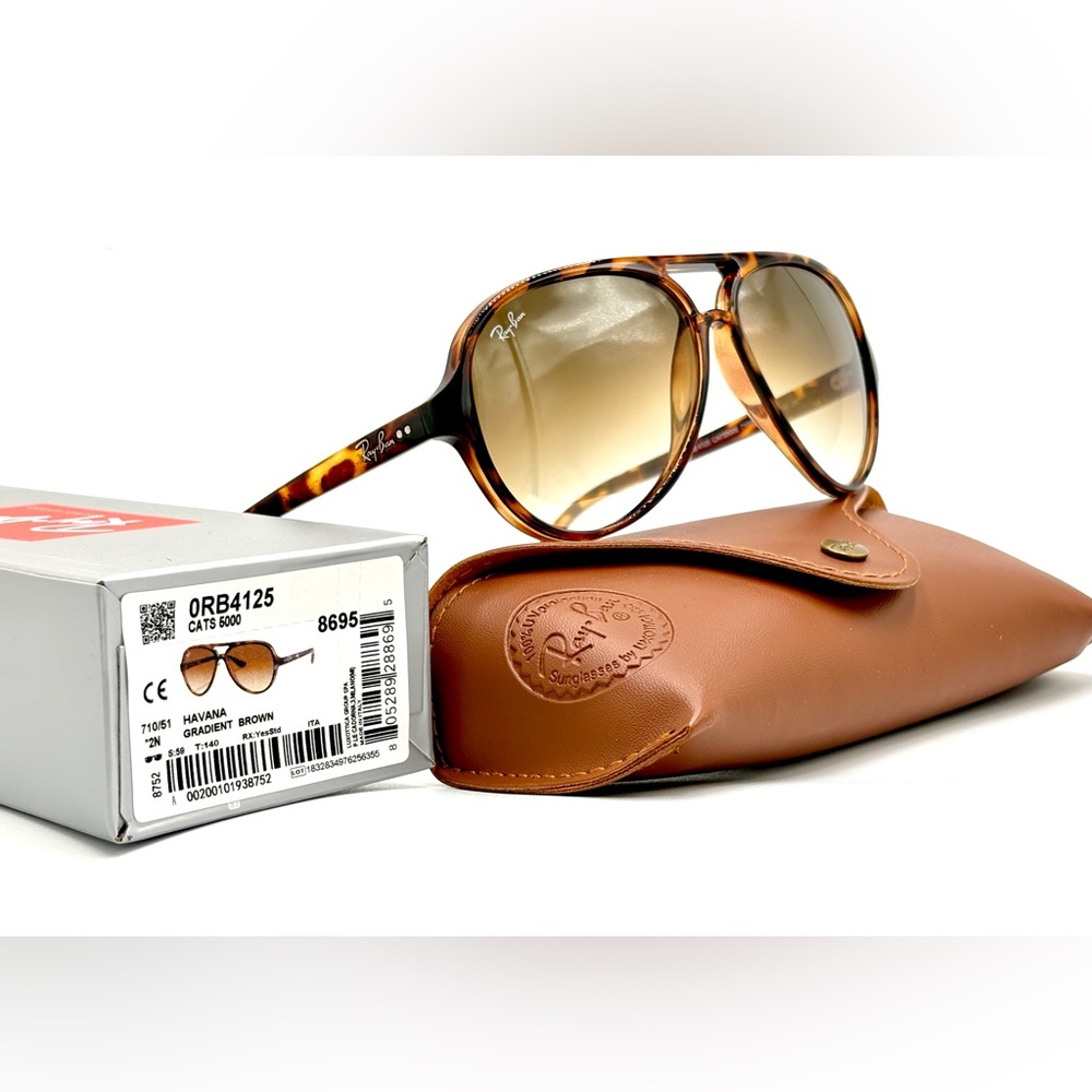 Ray-Ban RB4125 Sunglasses Aviators Havana 710/51 59/140 w/ Case & Original Box - Picture 7 of 16